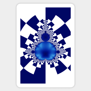 Mandelbrot Decomposition Blue & White 001 Sticker